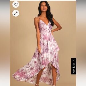 Lulus An Enchanting Dream Purple Multi Print High-Low Maxi Dress